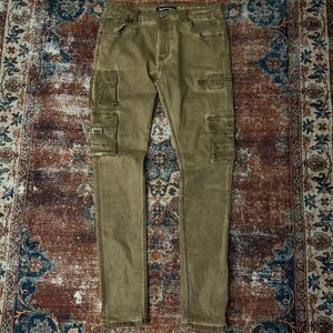 Serenede Cargo Skinny Jeans Men’s 34 Khaki Slim Fit Pants Tactical Streetwear